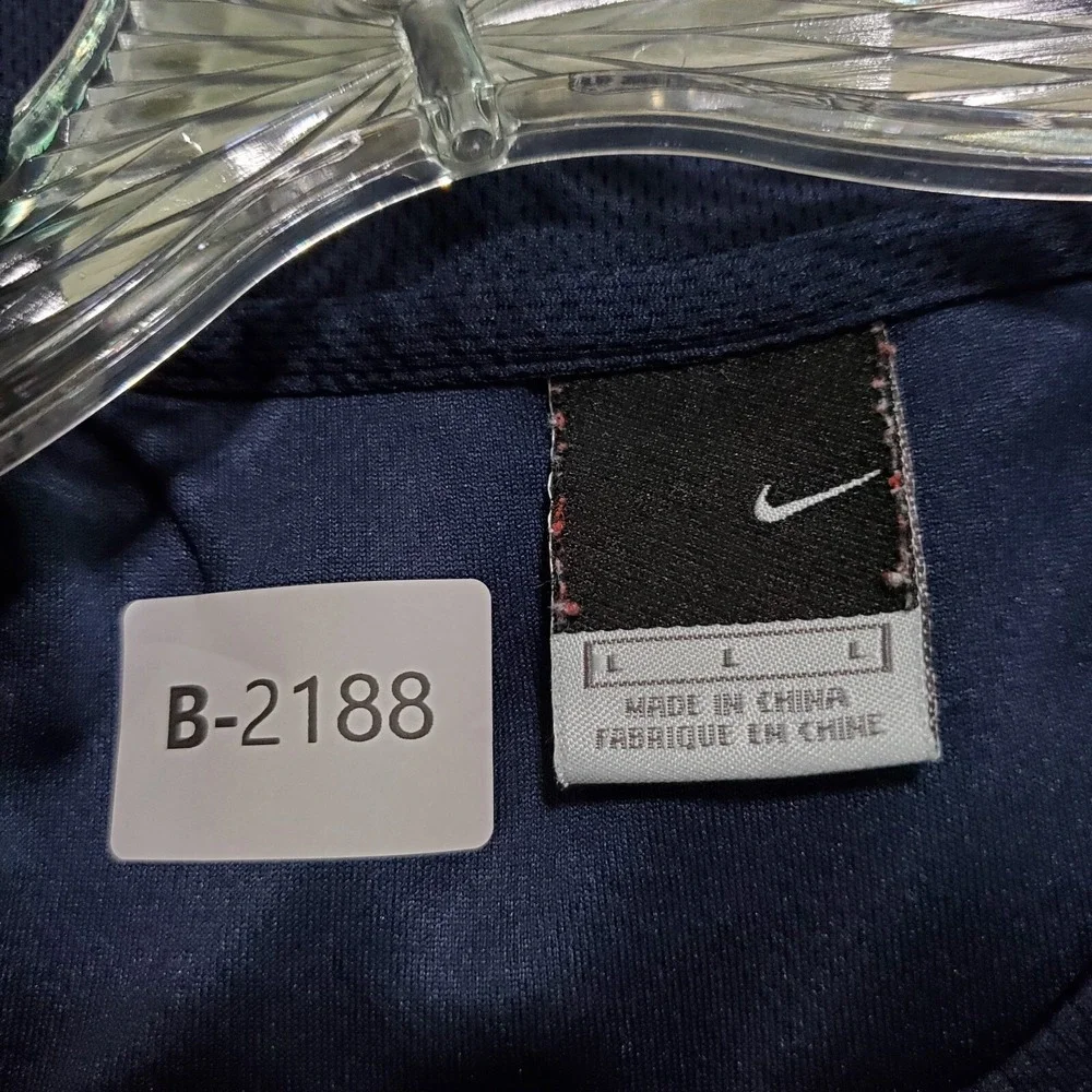 VINTAGE Nike Men Shirt Large Blue‎ Mesh Logo Embroidered Short Sleeve 90s
